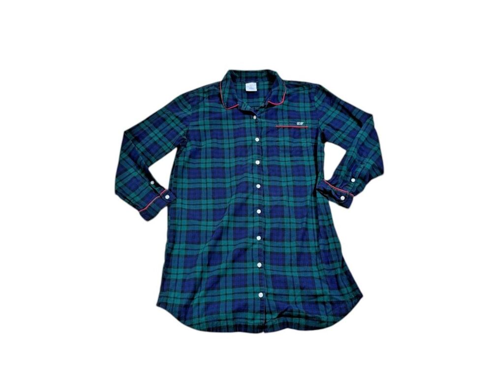 Vineyard Vines Blackwatch Plaid Flannel Shirtdress Women Size Medium Night Shirt